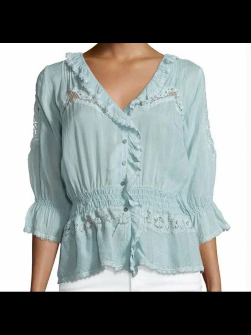 Johnny Was georgette lace cardigan blouse size small